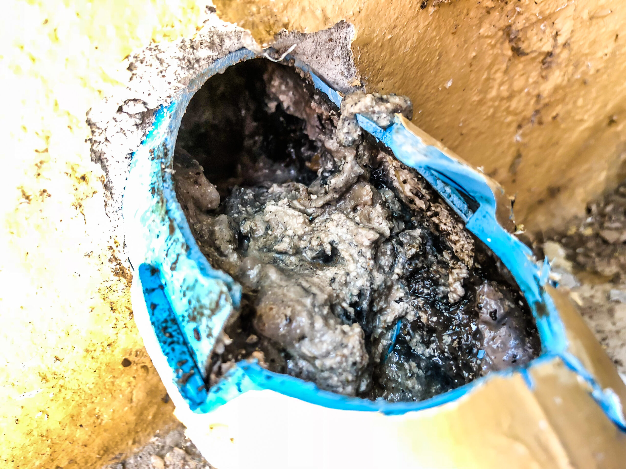 Pvc,Sewer,Full,Of,Garbage,,,Dirty,Limestone